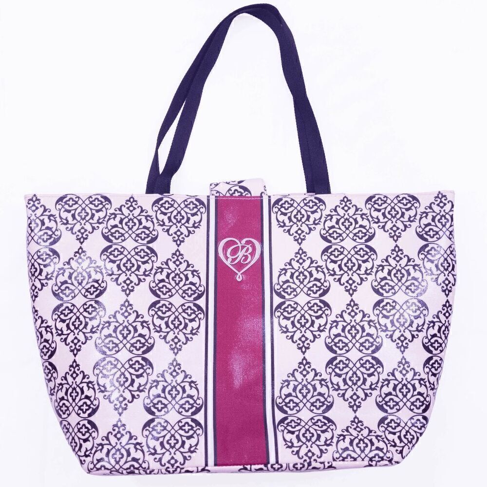 Large Brighton My Sweet Valentine Coated Tote Beige Scroll Pattern